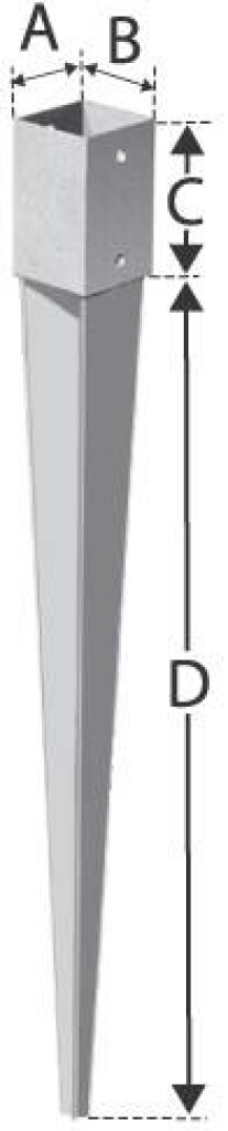 Column shoe   91 x  91 x  900 for knocking in, hot-dip galvanized
